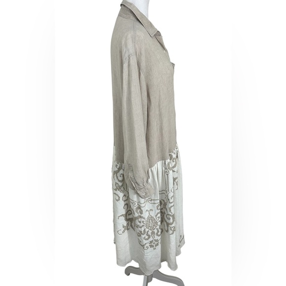 Womens Eddie Bauer Oversized Western Boho Linen Dress Embroidered Dress Sz PXS - Picture 9 of 13